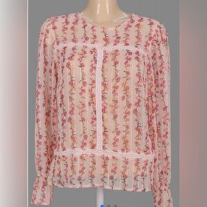 NWT- Floral Sheer Blouse - Pink Size 10 (US)